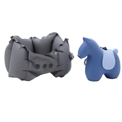 Portable travel neck pillow, press-to-inflate U-shaped - 8