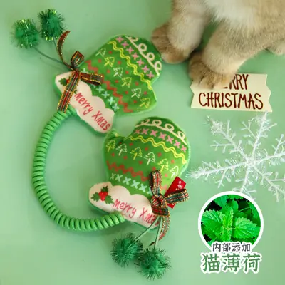 Noel kedi nanesi eldiven oyuncağı, peluş, diş kaşıma - 3