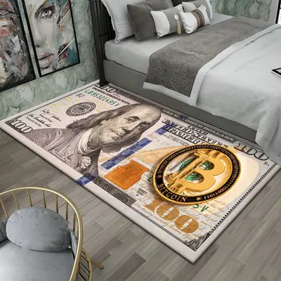Stain-Resistant Easy-Care Bedside Rug for Bedroom, Dollar Design - 13