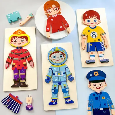 Wooden 3D Snap-Fit Puzzle, Early Education, Ages 1-3