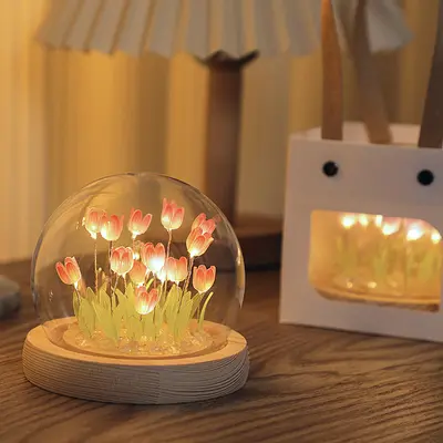 Lale gece lambası el yapımı diy malzeme paketi yaratıcı masaüstü atmosfer ışığı süsleri kızlar için 520 Sevgililer Günü hediyesi