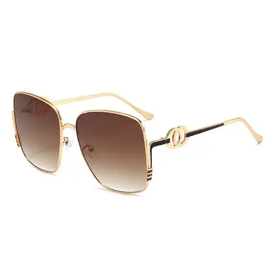 Women's Square Oversized Sunglasses, Gradient Brown, UV Protection - 4