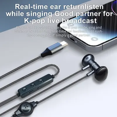 K5 In-Ear Earphones with Sound Card for Phone and Computer Live Streaming