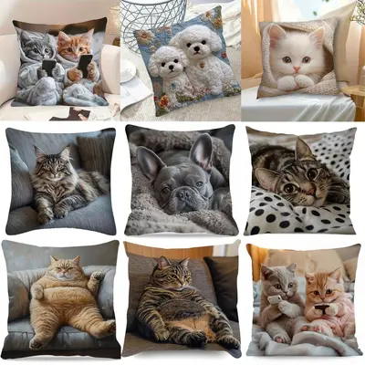 TEMU meistverkaufte Katzenkissenbezug, zum Spielen mit dem Mobiltelefon, niedlicher Katzenschlafzimmer Zuhause Sofa dekorativer Dekokissenbezug Großhandel