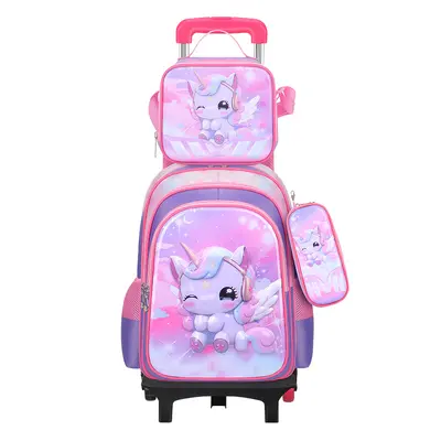Neuer 3D-Leder-Grundschüler-Nylon-Stoff dreiteiliges Set Kinderrucksack Schulrucksack Export Lunchbox Tasche Fabrik fertig Lagerbestand - 8