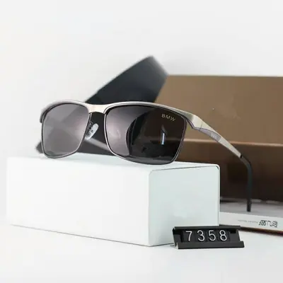 Men's Polarized Sunglasses, Rectangular Frame, Two-Tone Plating, Model 735 - 9