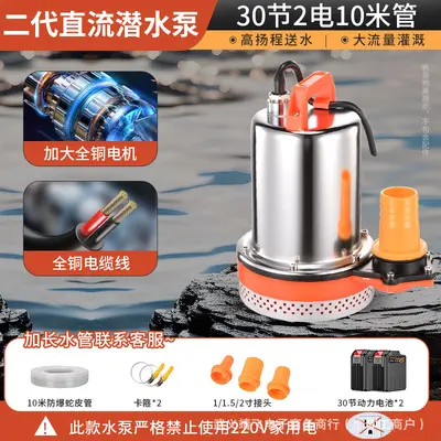 Rechargeable Portable DC Submersible Pump, Remote Control, Lithium Battery - 12