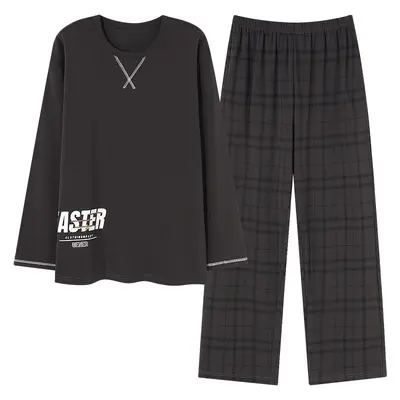 Men's Minimalist Long-Sleeve Round-Neck Pajama Set