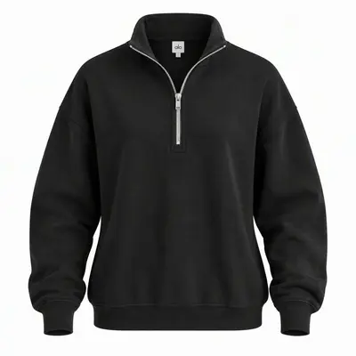 Women's sports sweatshirt, half zip, mock neck, long sleeve, warm - 9