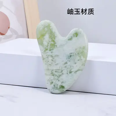 Natural jade rose quartz scraping board facial massage tool meridian pull rod heart-shaped scraping board factory - 13