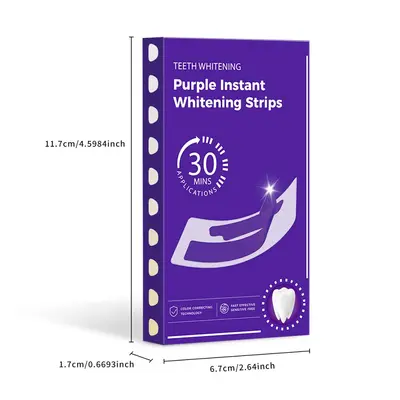 跨境新款 V34紫色牙贴Whitening Strips美白牙贴亮白去黄炫白牙贴