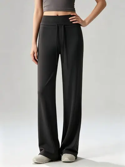Yoga-Hose mit weitem Bein, hoher Taille, Pilates-Training - 10