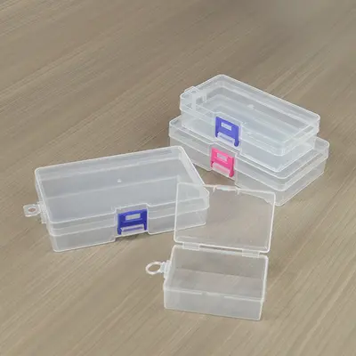 Rechteckige Lagerkiste mit Verschluss, transparente Kunststoff-Leerbox mit Deckel, Stiftbox, PP-Box, Komponentenbox, Verpackungs- und Organisierungsbox