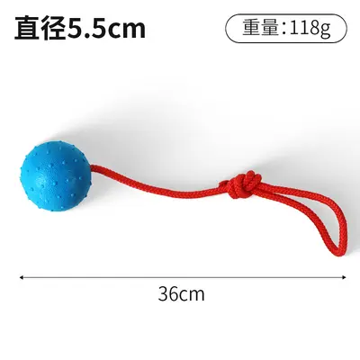 Solid Rubber Dog Training Ball with Rope, Bite-Resistant - 10
