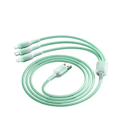 120W Buz Kristali Üç İn Bir Şarj Kablosu Degrade Şeffaf Apple Huawei Type-C Telefon Üç Fonksiyon Hızlı Şarj