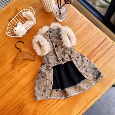 Kleid mit Fleecefutter aus Cord für Katzen und Hunde, für Herbst und Winter