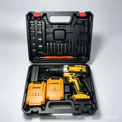 Foreign trade impact lithium electric drill 10mm rechargeable hand drill multi-functional household electric screwdriver tool set