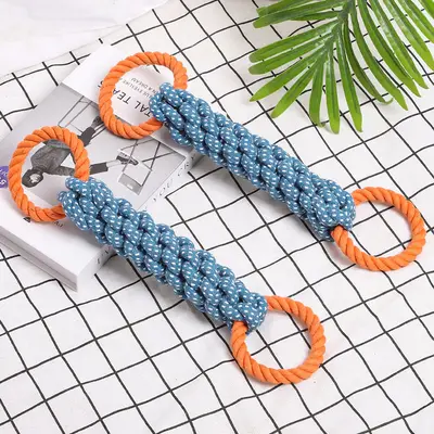 Durable Cotton Rope Chew Corn Toy with Tug-of-War Rope for Dogs