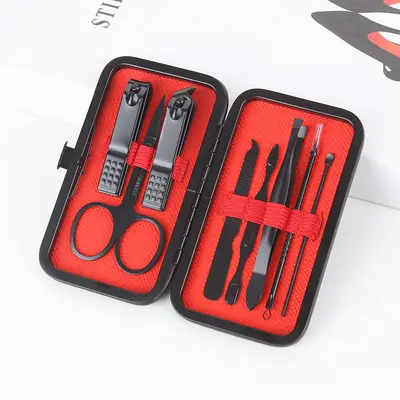 黑色7件套美甲工具家用修甲美容套指甲剪套装现货礼品指甲刀套装 - 8
