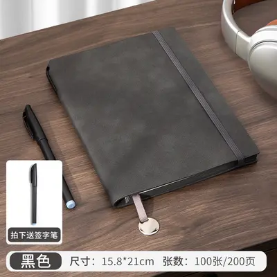 Sheepskin Leather Strap Notebook, Soft Leather Office Meeting Journal - 10