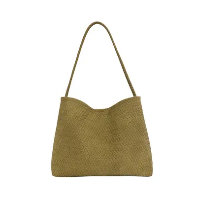 Large Woven Tote Bag for Women, Soft Single Shoulder, Korean Style - 8