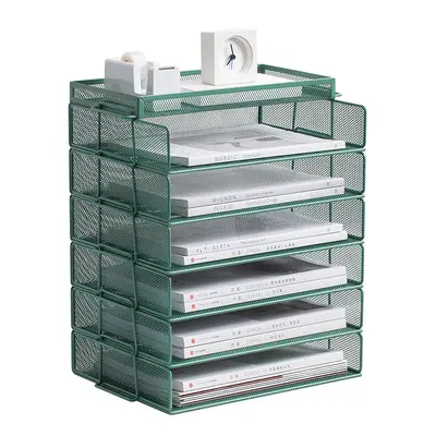 Desktop File Holder Storage Rack Document Rack Shelf Organizer Multi-Tier File Tray File Frame Office Iron File Rack