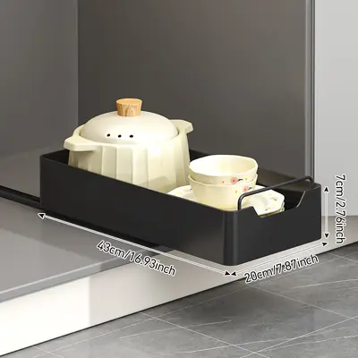 Kitchen Pull-Out Storage Rack Spice Organizer Black - 7