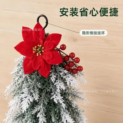 Yapay poinsettia ve sedir dalı kapı süsü, Noel dekorasyonu