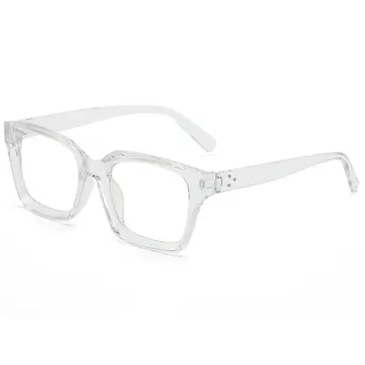 Anti-Blue Light Square Metal Eyeglass Frame for Women, Clear Lens - 8