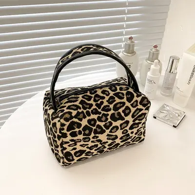Leopard Print Portable Large Capacity Cosmetic Bag - 7