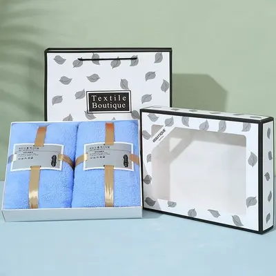 Korallen-Samttuch-Set, 2 Teile, Badetuch Geschenkbox - 9