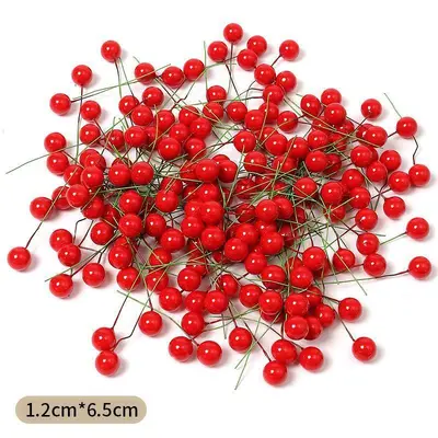 Christmas Artificial Red Berries and Foam Balls for DIY Wreaths - 8