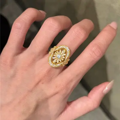 Vintage-Goldring mit Kleeblattmuster, verstellbar - 4