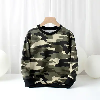 Jungen-Sweatshirt mit Tarnmuster, langärmlig, koreanischer Stil, Herbst