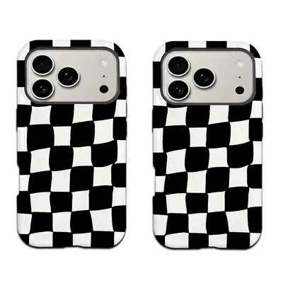 iPhone 16 Pro Max case, checkered pattern, 2-in-1, magnetic