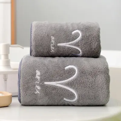 Coral fleece towel set, constellation design, thickened - 9