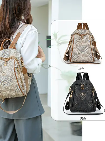 Ethnic-Style Dual-Use Shoulder and Backpack Women's Bag - 3