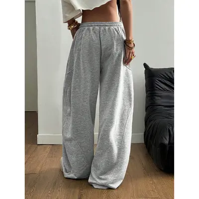 Women's Loose Wide-Leg Casual Trousers, Drape Fit, Long
