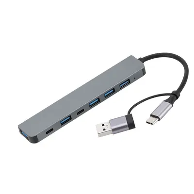 Type-C 7-in-1 USB Hub Docking Station for Laptops, Dual-Head USB 3.0 Expansion Dock