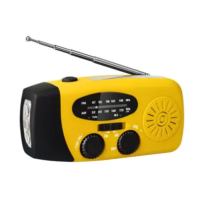 Hand-Crank Emergency Radio, NOAA, 3 LEDs, Solar Powered - 10