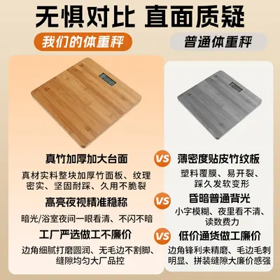 Cross-border Bamboo LCD Panel Rechargeable Human Health Weight Digital Scale Single Piece Customizable - 3