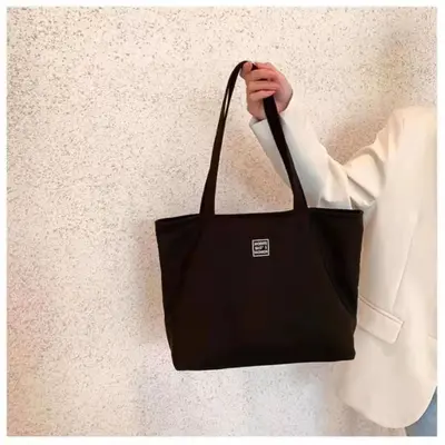 Large Canvas Tote Bag with Waterproof Nylon, Women's Shoulder Bag - 4