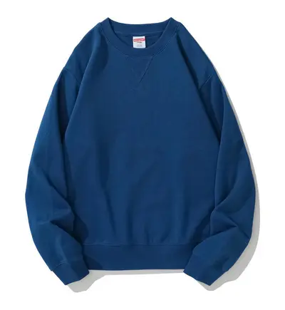 AG380g slim fit cotton terry crewneck sweatshirt with special Morandi color inverted triangle pattern, off-shoulder thickened long sleeves - 9