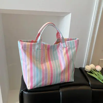 PVC Striped Large Capacity Women's Tote Bag, Waterproof, Portable Single Shoulder - 8