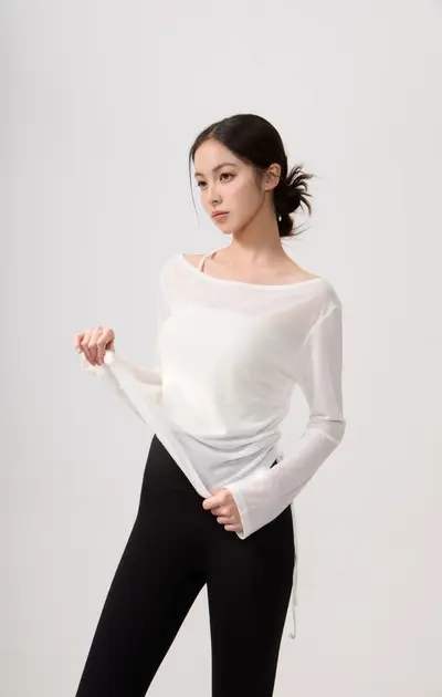 Solid Colour Long Sleeve Yoga Cover-Up, Loose Fit, Breathable - 6