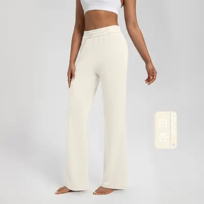 Athena lulu Women's Yoga Long Pants, Modal Fabric, Air Layer, Loose Straight Leg - 6
