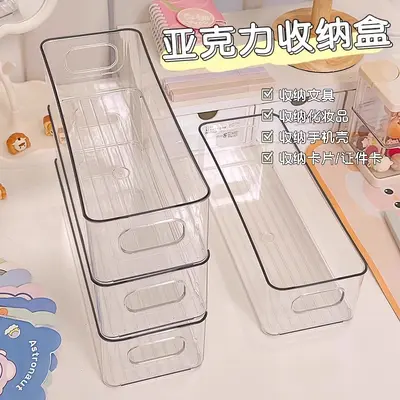 Acryl-Aufbewahrungsbox, schmale Rechteckform, transparenter Schreibtisch-Organizer