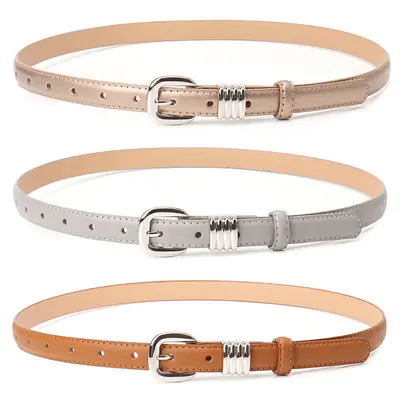 Women's Red Belt for Jeans, Decorative Leather Look, Versatile Style