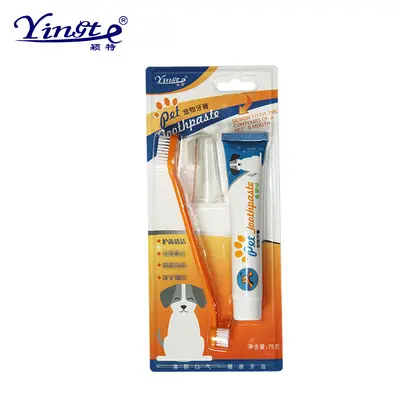 Pet single-use finger toothbrush and toothpaste set for dogs and cats