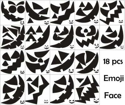 Halloween Pumpkin Face Decorative Stickers, 18 pcs - 7